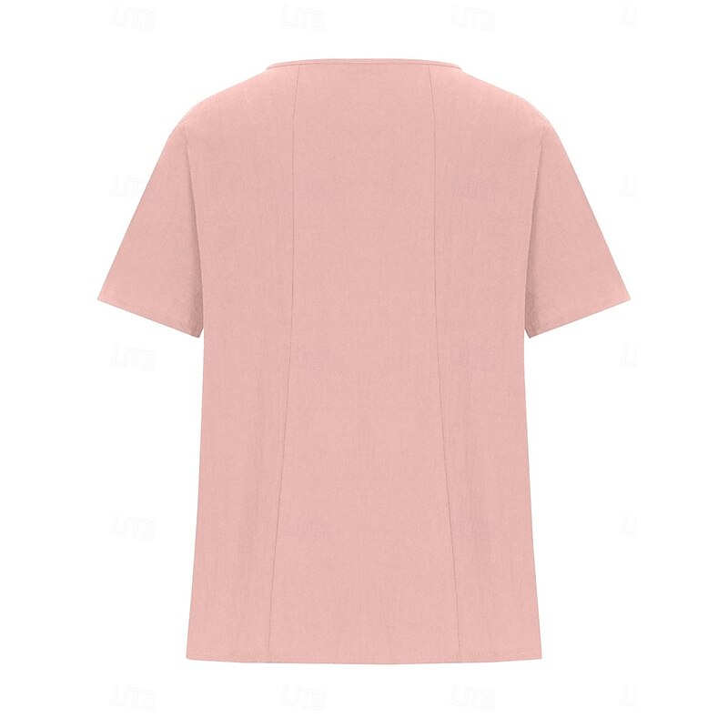 Women's Blouse Floral Graphic Stylish Casual Short Sleeve Crew Neck Regular Tops Daily Going out Buttons Print White Pink Purple Brown Green Summer Spring3