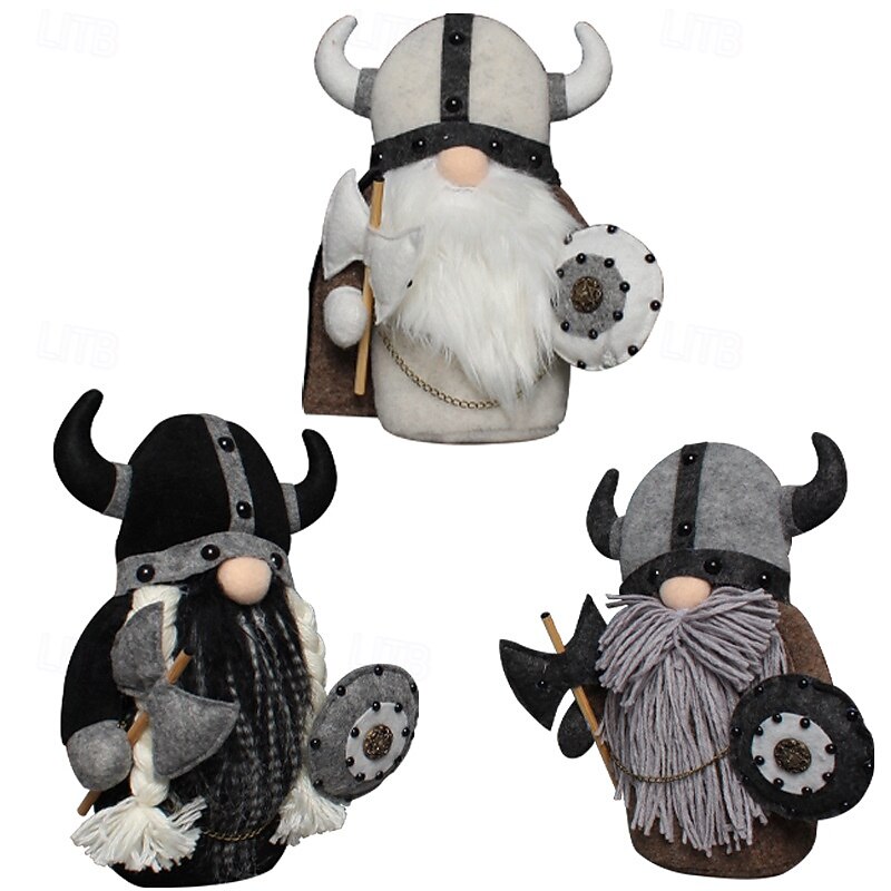 Medieval Viking Gladiator Gnome Plush Doll, Faceless Elder Warrior Stuffed Figurine, Nordic Knight Plush Decor Toy3