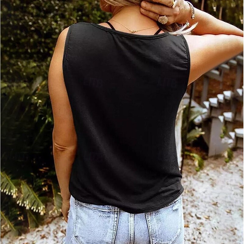Music Festival Women's Camisole Tank Top Bohemia Vintage Metallic Sleeveless V Neck Regular Tops Daily Black White Red Summer Spring2