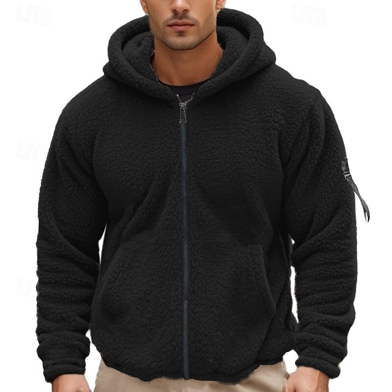 Men's Hoodie Zip Sweatshirt Fleece Hoodie Black Navy Blue Khaki Gray Hooded Plain Zip Up Sports & Outdoor Casual Daily Streetwear Cool Sportswear Fall & Winter Clothing Apparel Hoodies Sweatshirts2