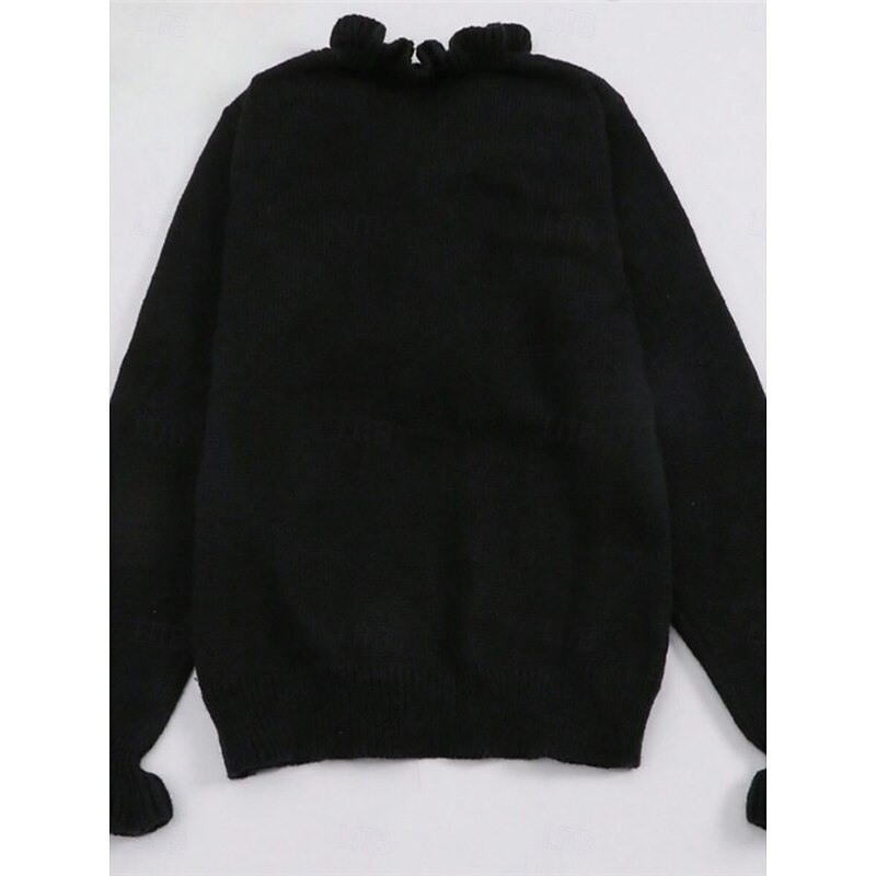 Women's Sweater Casual Soft Pure Color Ribbed V Neck Buttons Knitted Long Sleeve Regular Tops Knit Outdoor Daily Weekend Black White Summer Spring4