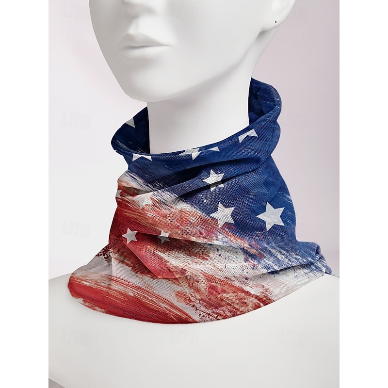 Women's American Flag Printed Toque Hat Neck Gaiter Dual Use - Patriotic style, soft polyester, one size fits most, suitable for daily wear, outdoor activities and Fourth of July celebrations4