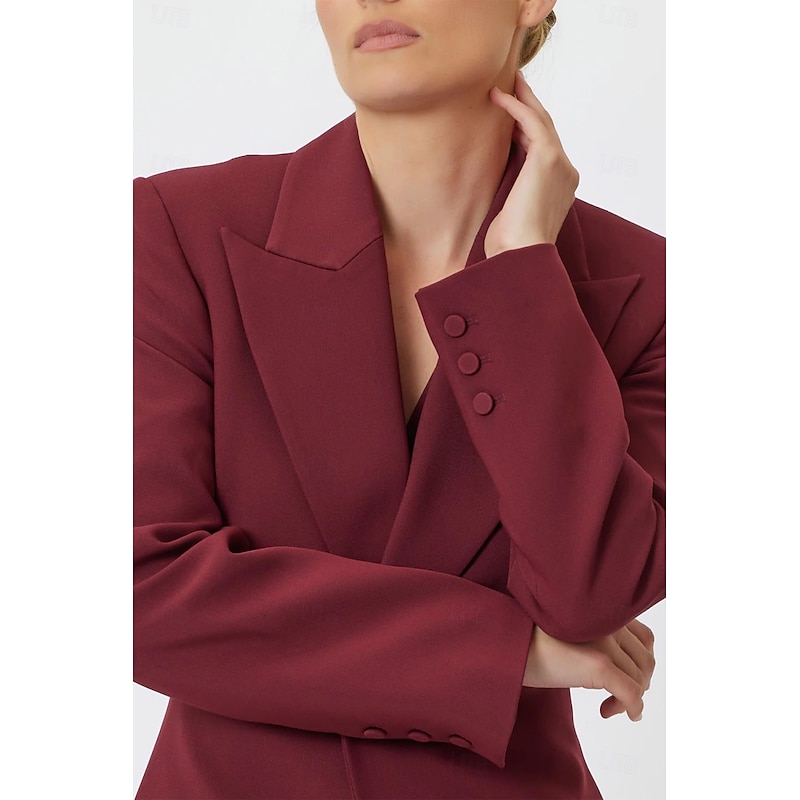 Women's 2 Pieces Suits Formal Wedding Guest Elegant Minimalist Casual Long Sleeve Floor Length Peak Lapel Single Breasted2