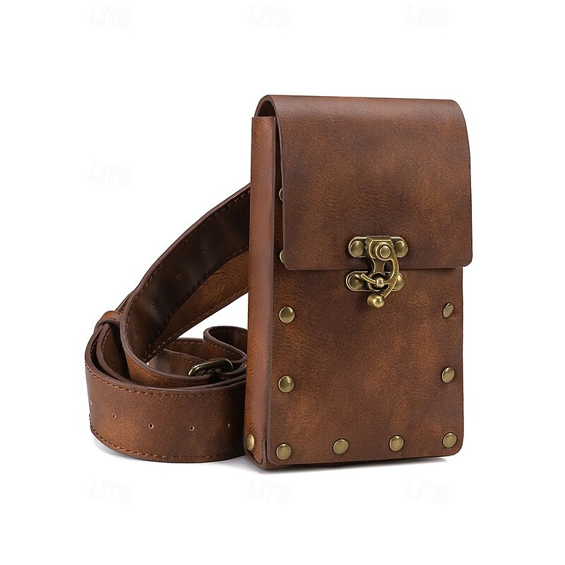 Women's Bohemian Faux Leather Western Waist Bag with Vintage Buckle, Retro Rivet Detail and Hands-Free Phone Holder, Suitable for Festivals, Travel and Daily Outdoor Wear4