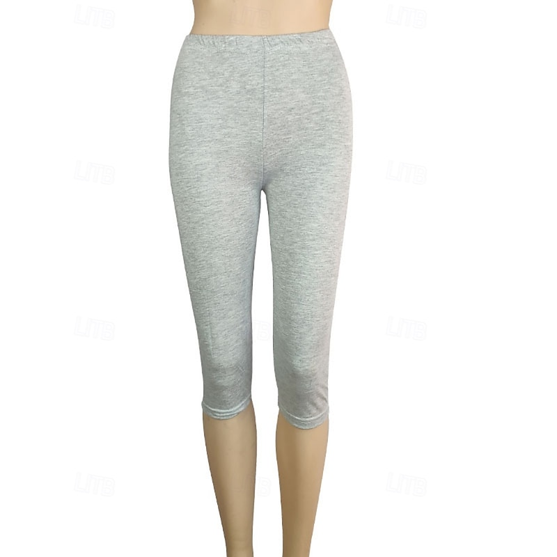Women's Capri Pants Leggings Cozy Leggings Streetwear Casual Calf-Length Natural Plain Elastic Waist Comfy Outdoor Comfortable Outdoor Vacation Athleisure Magenta Dark Grey Lake blue Wine Summer3