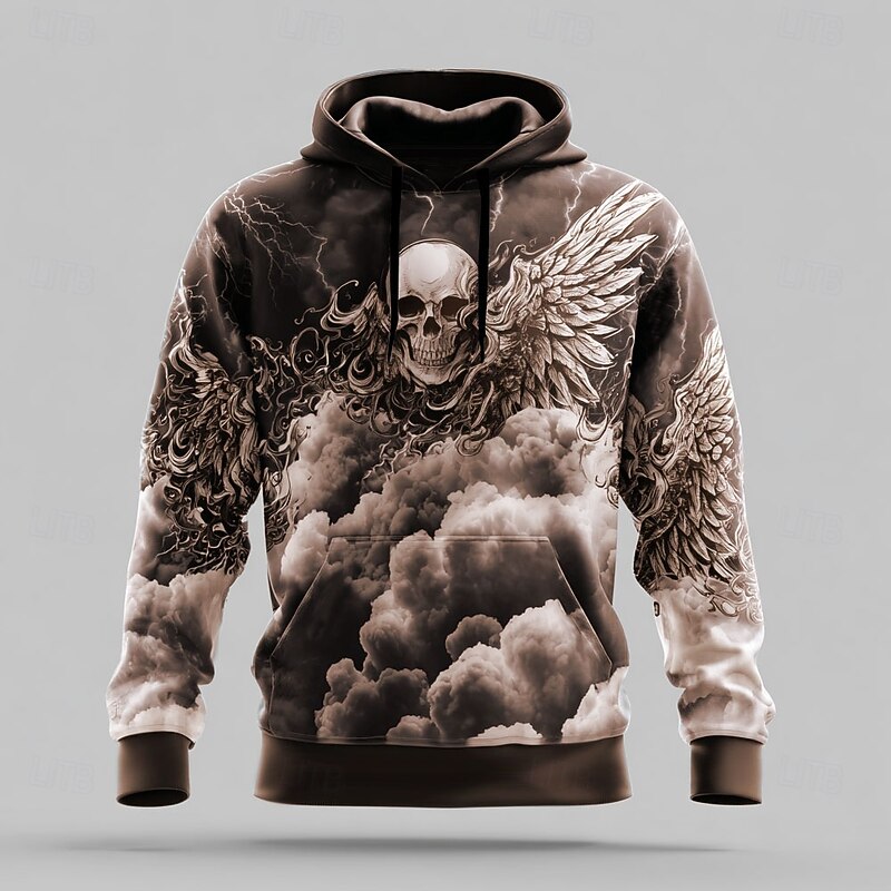 Men's Skull 3D Hoodies Sweatshirt Cool Party Long Sleeve Crew Neck Club Streetwear Black Blue Drawstring Graphic Fall Winter Designer3