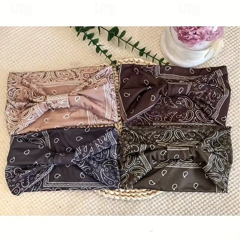 4-Pack Women's Yoga Headbands, Sweat-Absorbing Elastic Sports Hairbands, Stretchy Workout Head Wraps for European and American Style2