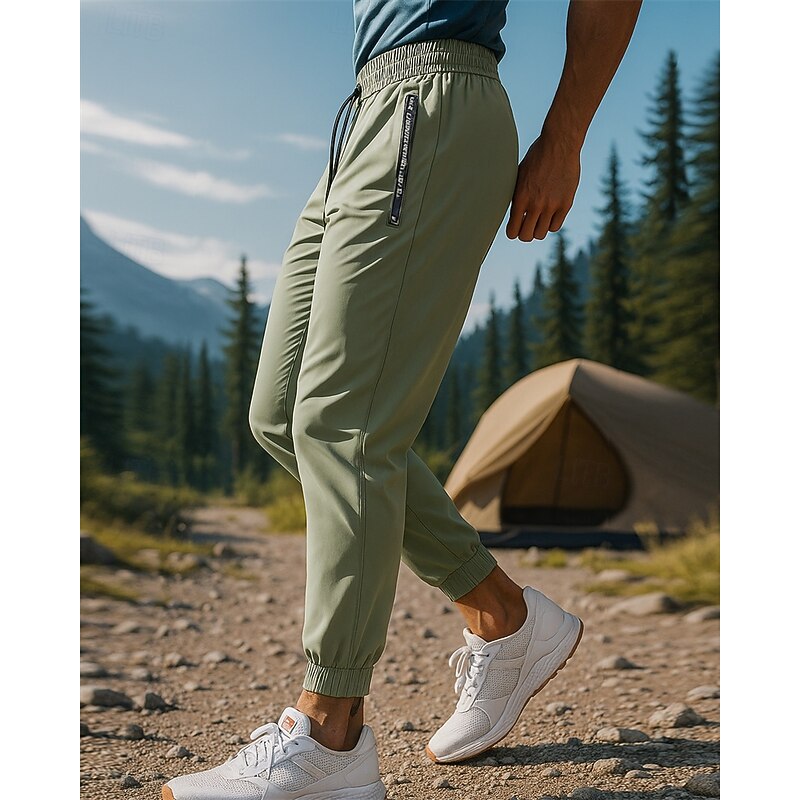 Men's Hiking Pants Trousers tracksuit bottoms Summer Outdoor Regular Fit Waterproof Windproof Quick Dry Lightweight Pants / Trousers Elastic Waist Black Dark Green Camping / Hiking Golf Running XS S2