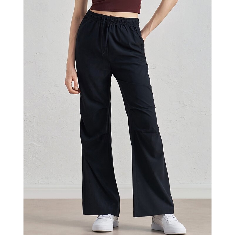 Women's fitness pants Pilates Pants Yoga Pants Drawstring with Pockets Lightweight High Waist Gym Pilates Zumba Bottoms Solid Color Black Blue Fall Sports Activewear Micro-elastic Loose Fit4