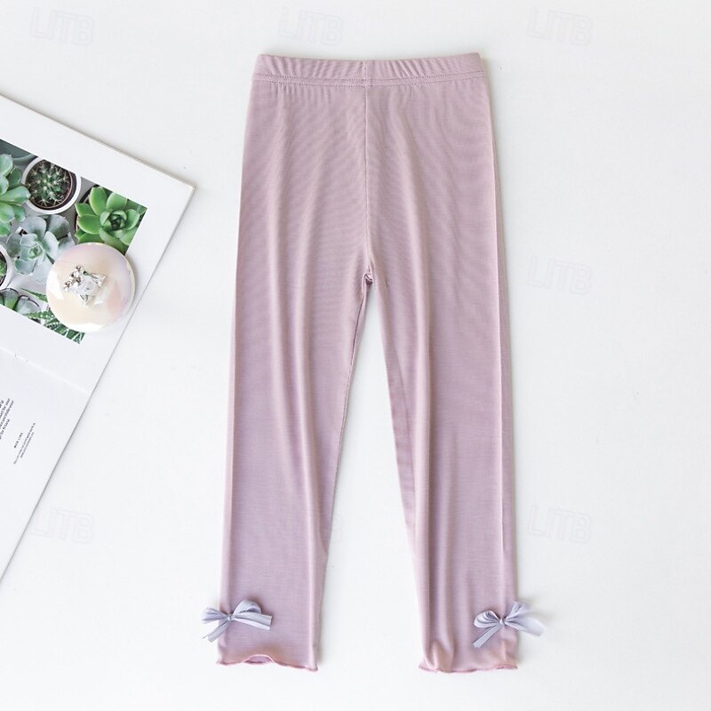 Kids Girls' Leggings Solid Color Daily Outdoor 4-12 Years Fall Black White Pink4