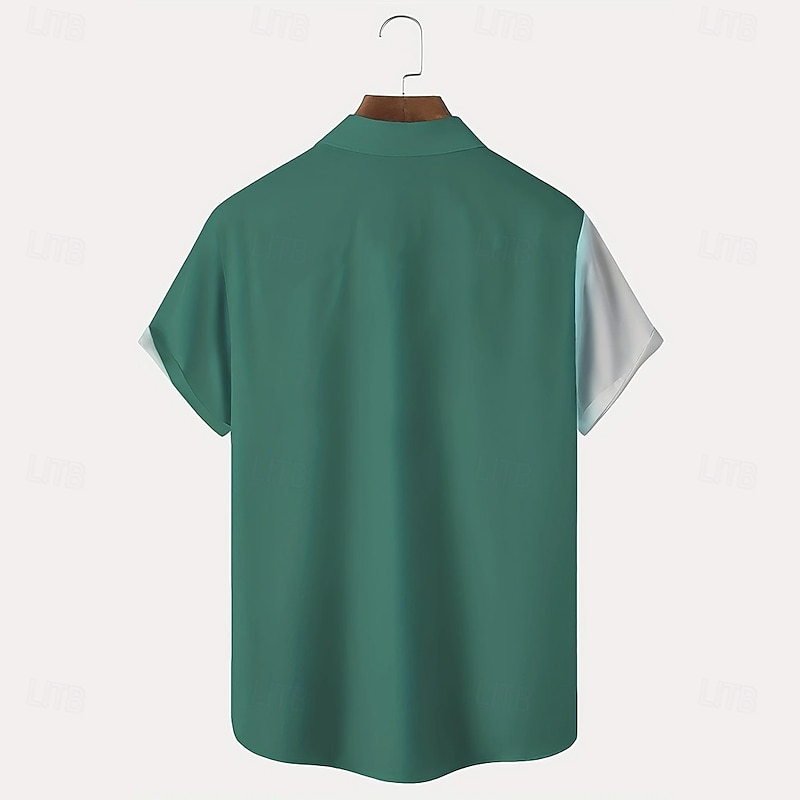 Men's Coconut Tree Gradient Color Shirt Summer Hawaiian Shirt Button Up Shirt Short Sleeve Hawaiian Vacation Holiday Beach Wear Summer Spring Turndown 3D Print Front One Pocket Linen Like Shirt Black4