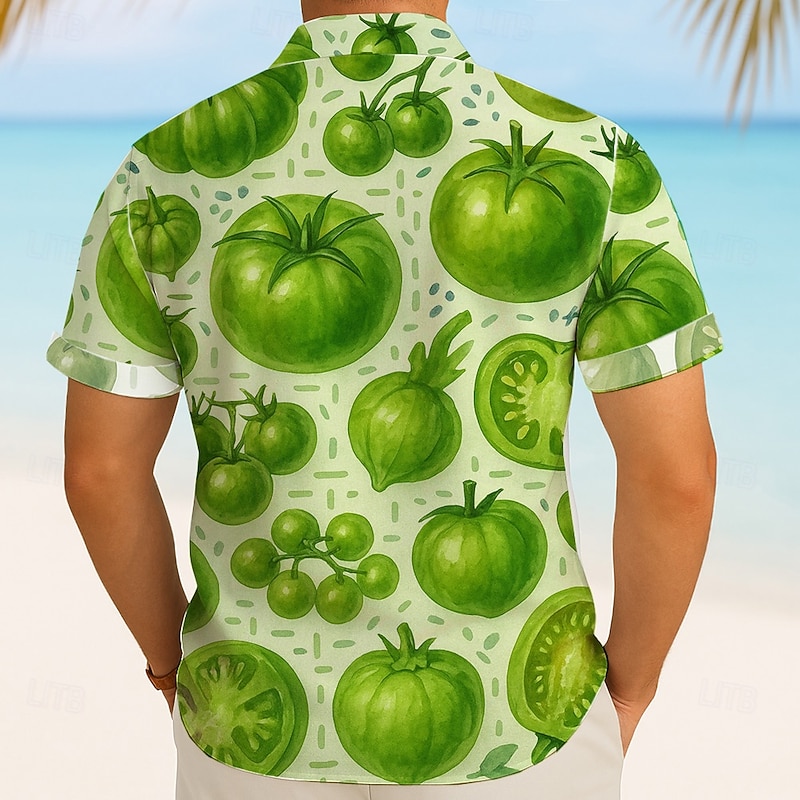 Men's Fruit Tropical Banana Summer Hawaiian Shirt Button Up Shirt Aloha Shirt Short Sleeve Hawaiian Vacation Beach Wear Summer Spring Turndown 3D Print Collared Shirts Yellow Green2