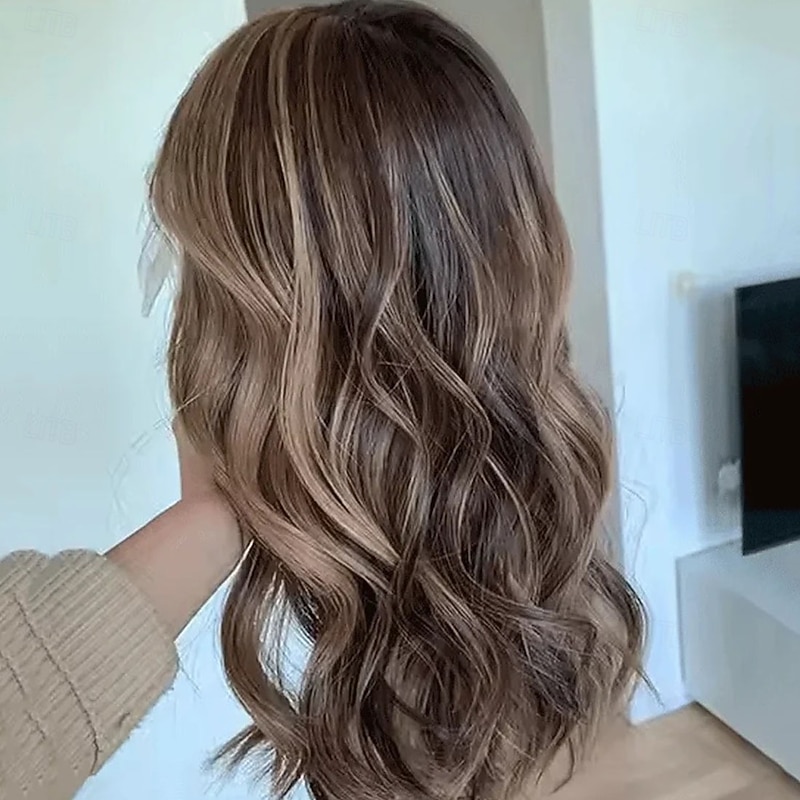 Brazilian Remy Human Hair 5x5 Closure 13x4 Lace Front Wig  Wavy Multi-color Wig with Baby Hair Highlighted / Balayage Hair 100% Virgin Glueless Pre-Plucked For Women4