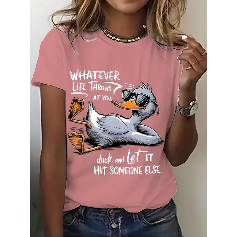Women's T Shirt Graphic Animal Bird Vintage Stylish Classic Short Sleeve Crew Neck Round Neck Regular Tops Daily Weekend Print Black White Pink Blue Purple Summer Spring3