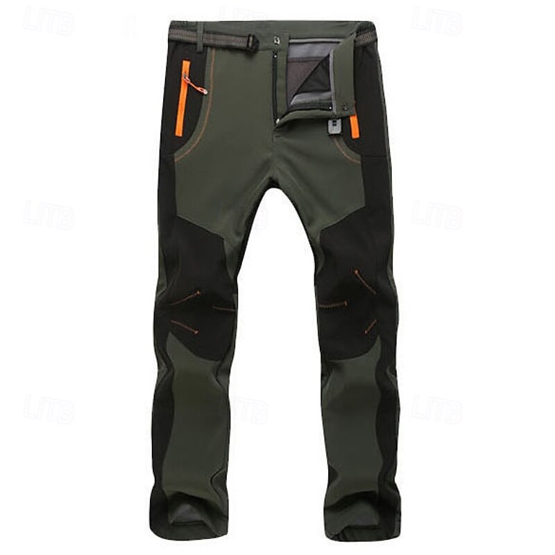 Men's Hiking Pants Trousers Fleece Lined Pants Patchwork Winter Outdoor Regular Fit Thermal Warm Windproof Quick Dry Lightweight Bottoms Zipper Pocket Dark Grey Black Camping / Hiking / Caving Running4