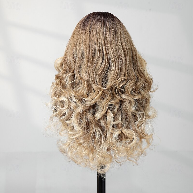 Synthetic Lace Wig Body Wave Style 22 inch Mixed Color Middle Part 13x6 Lace Front Wig Women's Wig Lake Green / Grass Green4