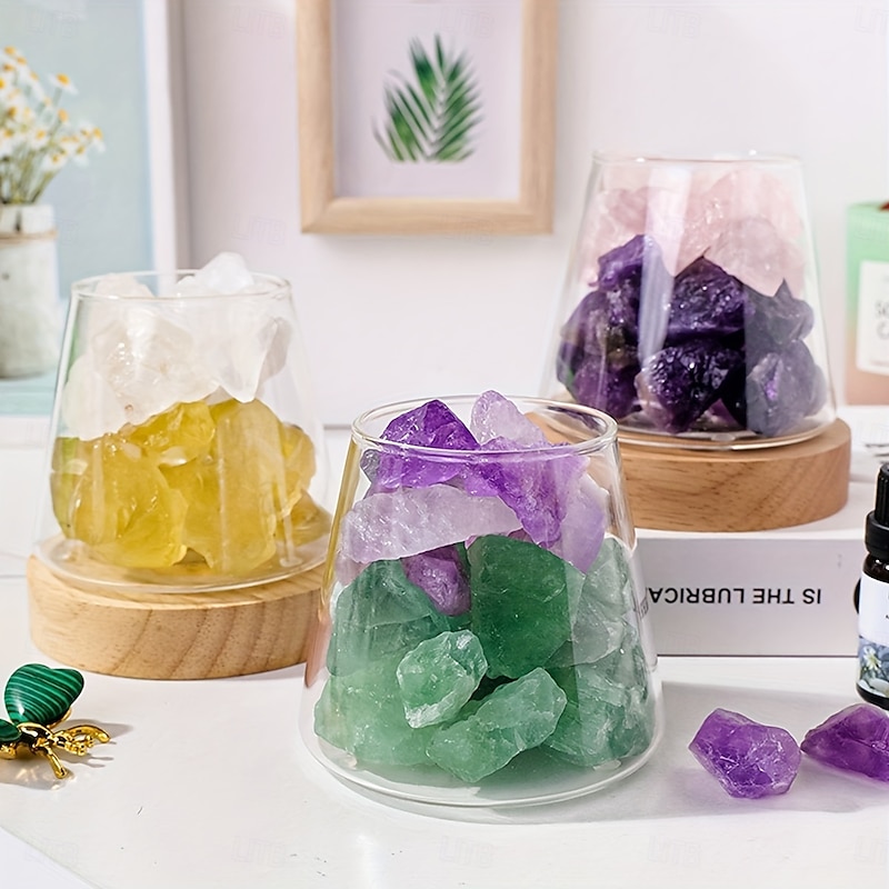 Natural Crystal Aroma Stone 1pc Diffuser - Demagnetising Bowl Lamp Ornament Home Bedroom Night Light Companion Gift - Essential Oil Not Included2