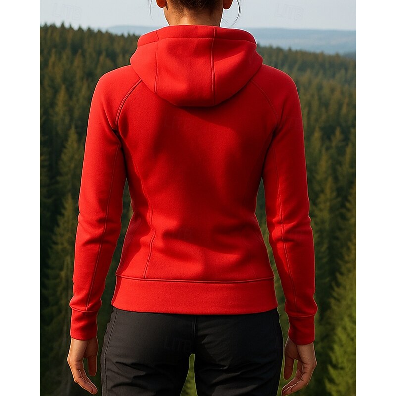 Women's Outdoor Jacket Hiking Jacket Outdoor Breathable Quick Dry Lightweight Elastic Hiking Outfits Hiking Clothes Spring Autumn / Fall Jacket Tennis Golf Running Solid Color Red Orange Brown2