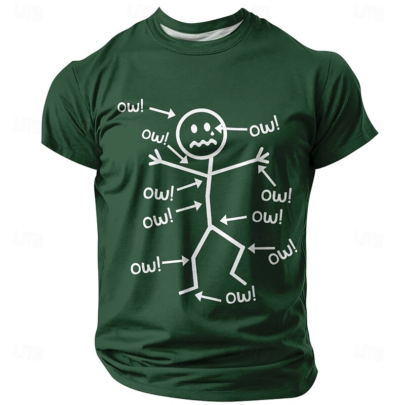 Men's Funny Graphic T-Shirt Ow! Aches & Pains Short Sleeve3