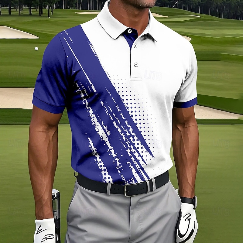 Men's Circle Polo Short Sleeve Polo Shirts Collared Shirts Sportswear Casual Athleisure Buttons Summer Red Blue Green