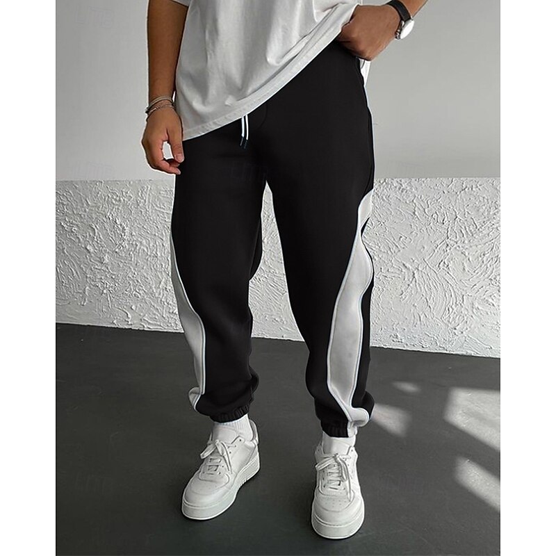 Men's Athletic Pants Sweatpants Joggers Trousers Pocket Drawstring Elastic Waist Color Block Comfort Sports Outdoor Daily Fashion Casual Black / Red White Micro-elastic4