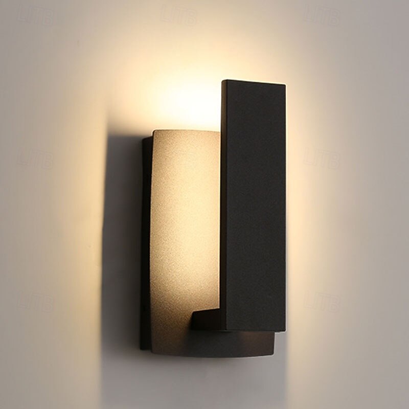 Outdoor LED Wall Light Waterproof IP65 Wall Mount Lighting Fixture Rectangular Black Elegant Frosted White Acrylic Anti Rust Warm White 110-240V2