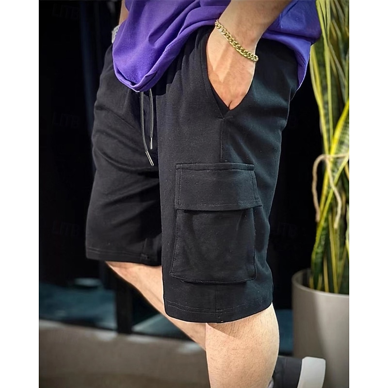Men's Athletic Shorts Sweat Shorts Shorts Summer Shorts Pocket Drawstring Elastic Waist Plain Comfort Breathable Short Outdoor Sports Classic Casual Black Blue Micro-elastic