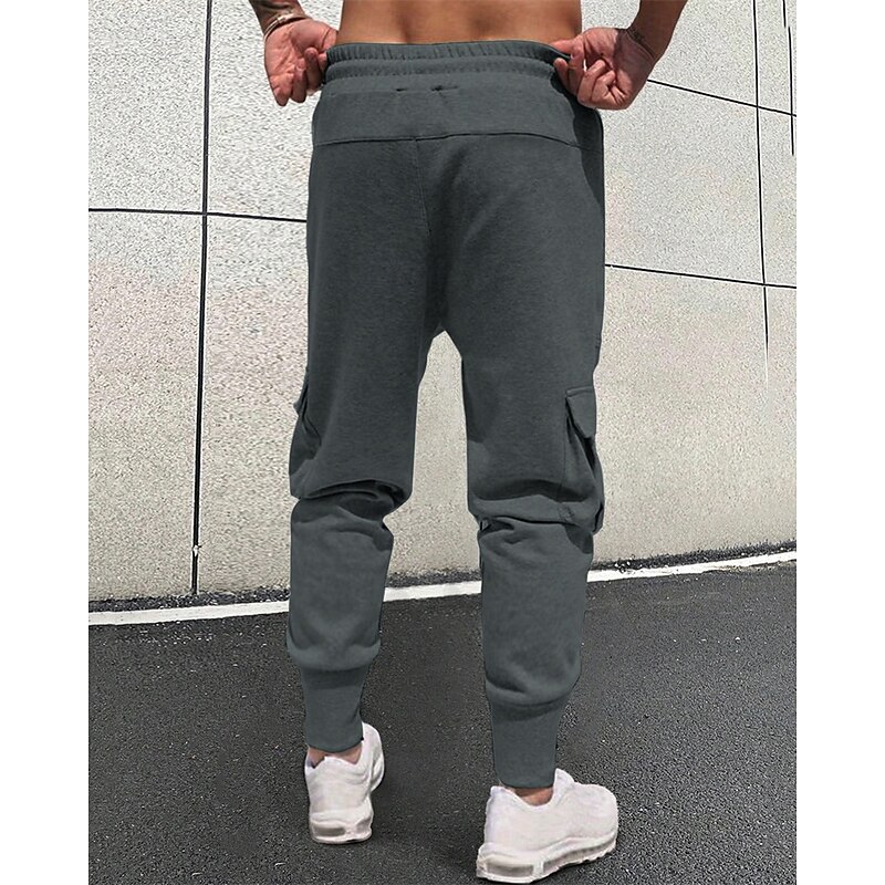 Men's Athletic Pants Sweatpants Joggers Trousers Cargo Sweatpants Pocket Elastic Waist Drawstring Plain Comfort Sports Outdoor Daily Fashion Casual Black Dark Gray Micro-elastic4
