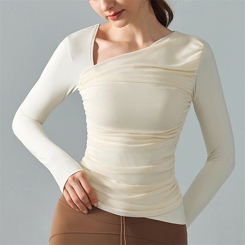 Women's Sports shirts Skin Friendly Softness Stretchy Long Sleeve Sports Solid Color Top For Pilates Dance Yoga Activewear2