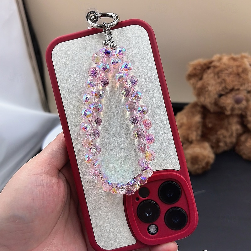 New mobile phone lanyard short water droplet crystal lanyard handmade bead wrist chain watch out for lost accessories4