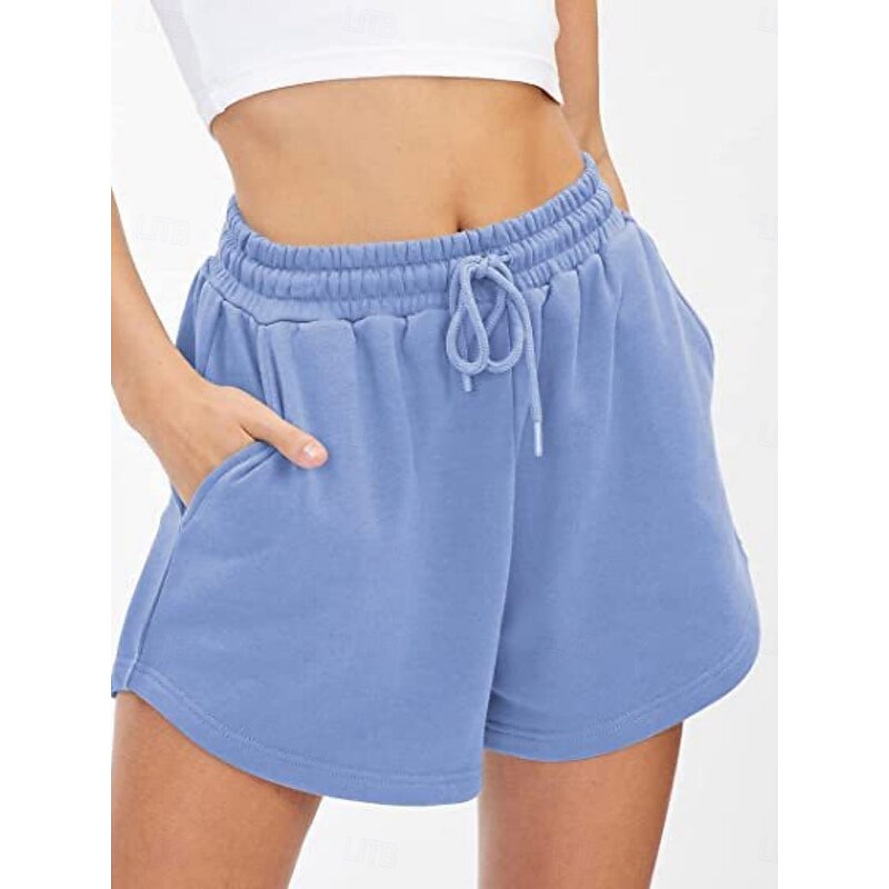 Women's Sweatpants Chinos Shorts Fashion Streetwear Casual Full Length High Waist Plain Pocket Elastic Waistband Comfy Soft Comfortable Micro-elastic Outdoor Street Light Gray Black White Pink Summer3