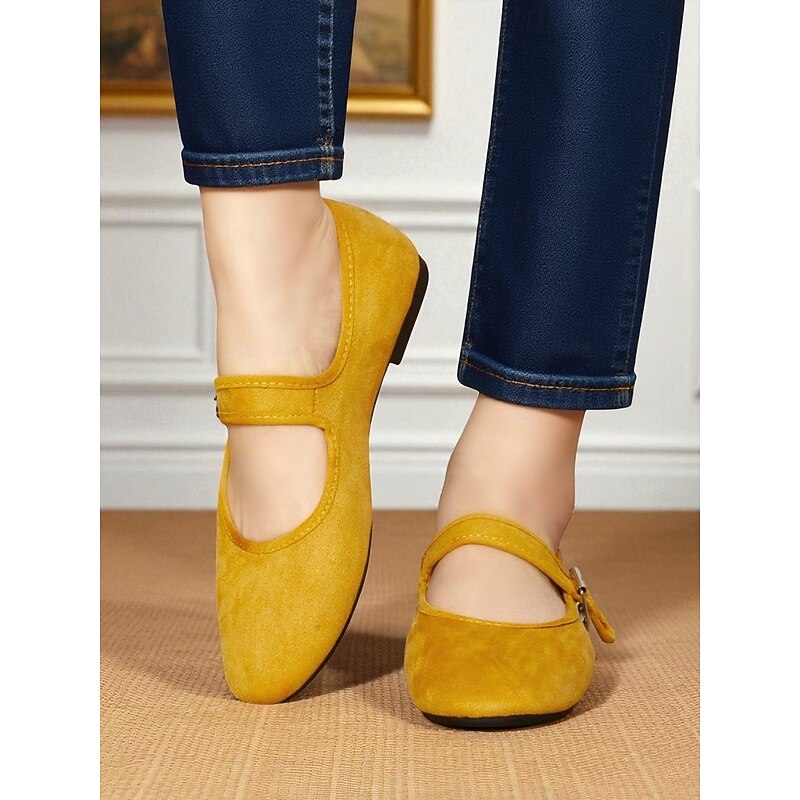 Women's Light Blue Suede Mary Jane Flats with Buckle Strap - Vintage-Inspired Comfortable Shoes for Casual Dates and Everyday Wear2