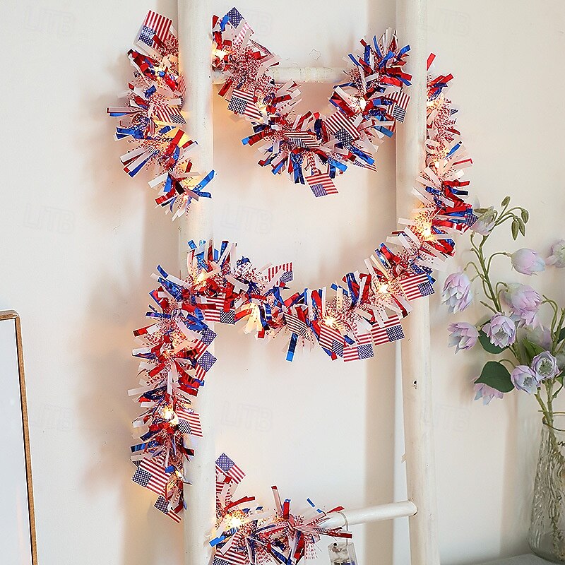 1 Pc 10M-100 LED Patriotic Sting Lights, July 4th, Independence Day, United States Flag Strips, Hair Strips, Tin Foil Light String, Party Party, Patriotic Theme Decorative Lights3