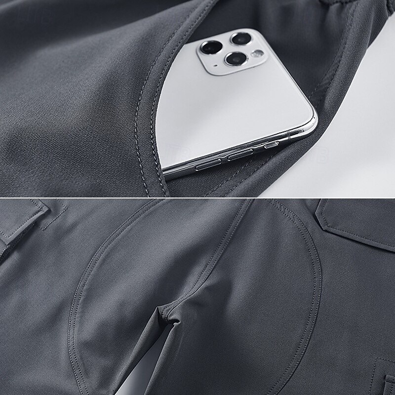 Men's Tactical Shorts Cargo Shorts Shorts Summer Shorts Elastic Waist Multi Pocket Flap Pocket Plain Comfort Wearable Knee Length Outdoor Sport Daily Fashion Casual Black Navy Blue4