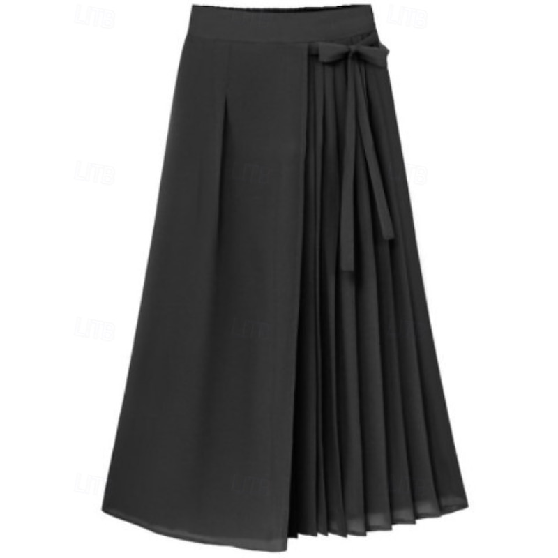Women's Wide Leg Slacks Streetwear Casual Full Length Natural Plain Pleated Elastic Waist Outdoor Comfortable Outdoor Street Holiday Black Pink Blue Fall Regular Fit2
