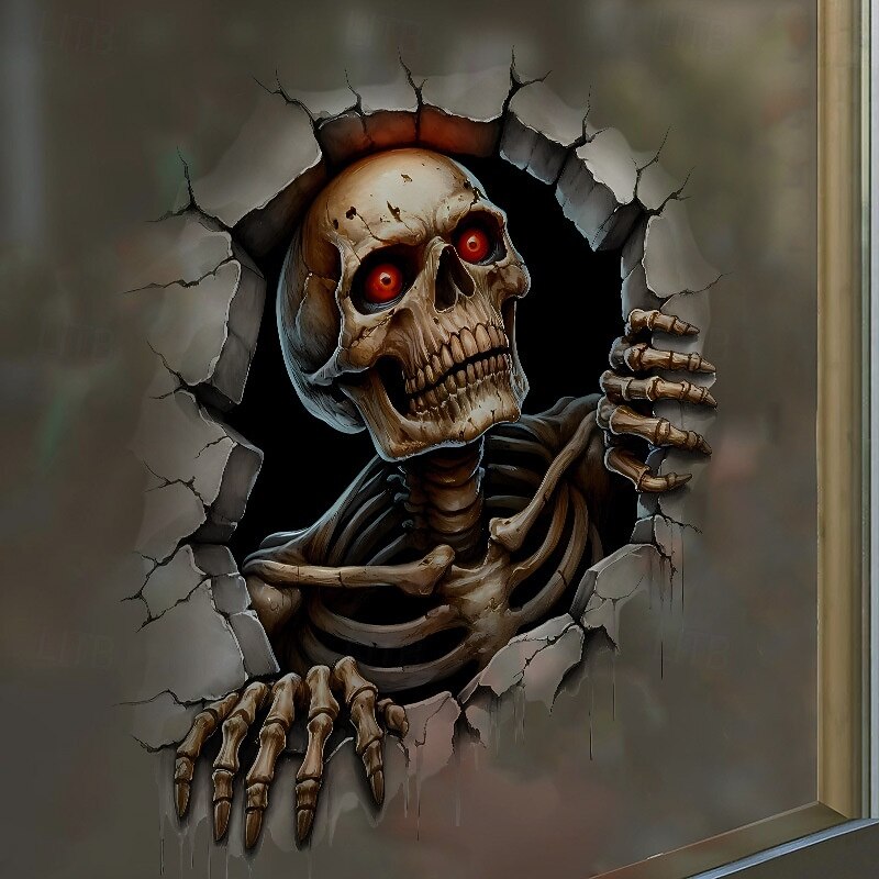 Halloween 3D Wall Sticker Zombie Breaking Wall Decal, Scary Self-Adhesive PVC Horror Wall and Floor Stickers for Bedroom Living Room Halloween Party Decoration