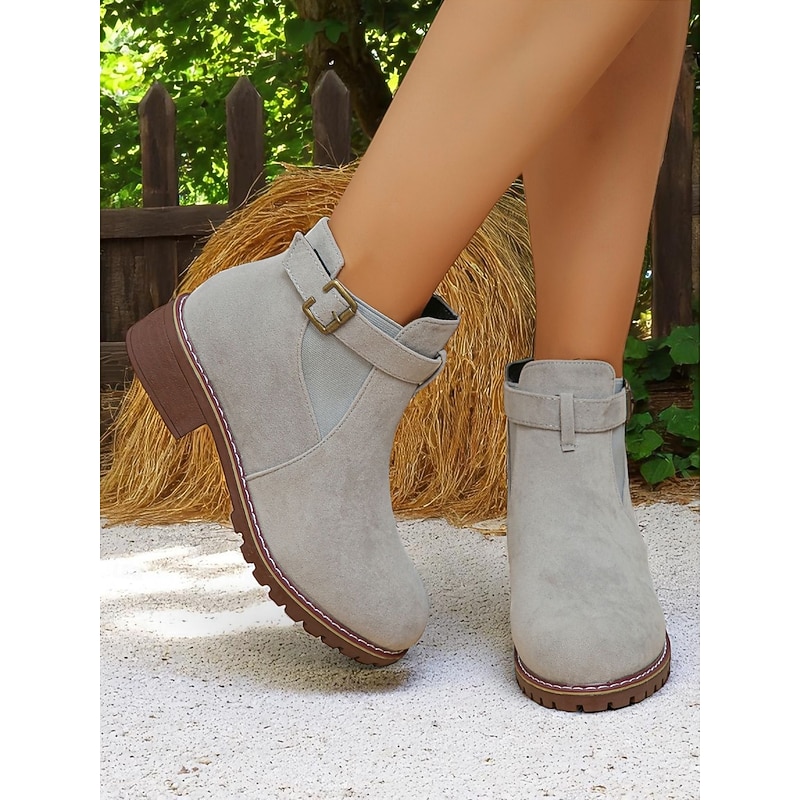 Women's Brown Ankle Boots – Fall Boots with Buckle Strap for Oktoberfest, Farm Markets, Beer Festival and Rustic Outdoor Days2