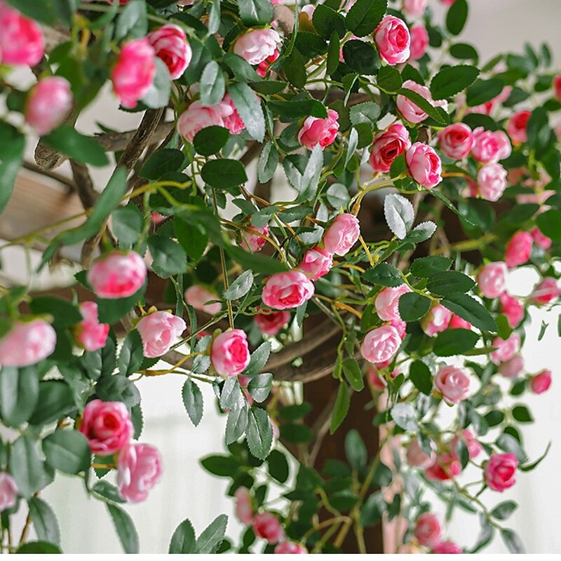 Artificial Rose Bud Wall Hanging, Fake Flower Vine for Air Conditioner and Heater Pipe Wrap Decoration, Plastic Vine Plant for Concealing and Home Decor4