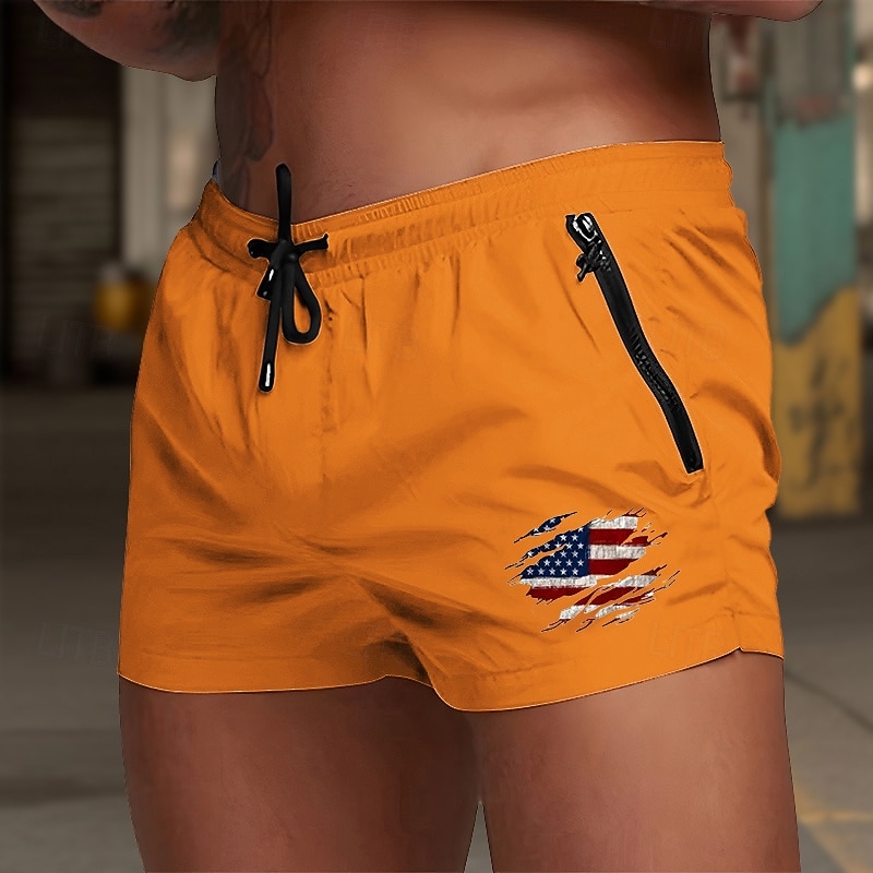 Men's Swim Trunks Swim Shorts Board Shorts National Flag Quick dry Breathable with Mesh lining Elastic Waist Drawstring Vacation Beach Hawaiian Casual Wine Red Black4