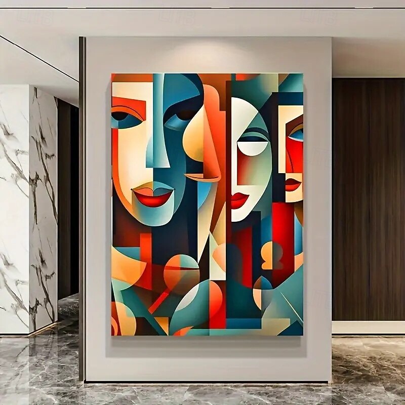 One Piece Modern Cubism Wall Art Canvas Frameless Abstract Geometric Painting Modern Artwork No Frame Required Suitable For Living Room And Bedroom Decoration3