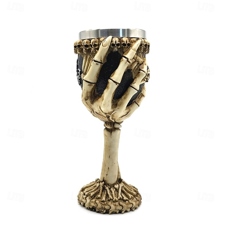 Halloween Skeleton Hand Wine Goblet, Double-Layer Resin and Stainless Steel Wine Cup, Spooky Cocktail Glass for Horror Party, Home Bar, and Gothic Drinkware Decor2