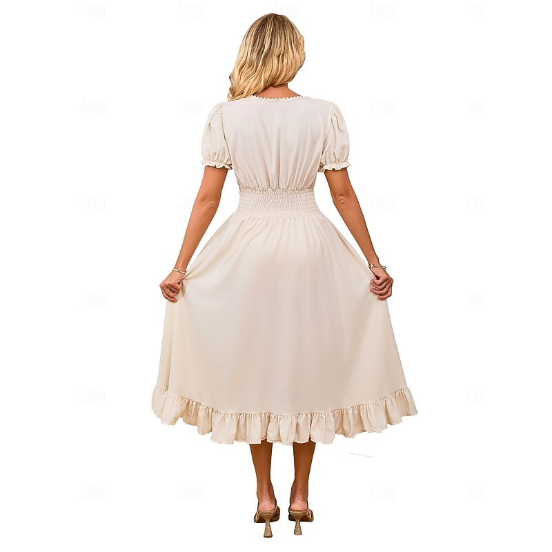 Retro Vintage Medieval Renaissance Chemise Celtic Dress Regency Inspired Dress Viking Elven Fancy Dress Women's Celtic Pirate Fantasy Halloween Carnival Masquerade LARP Adults Dress4