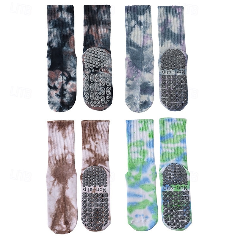 Women Tie-Dye anti-friction Sweat-absorbent Non-Slip Floor Socks For Pilates Dance4