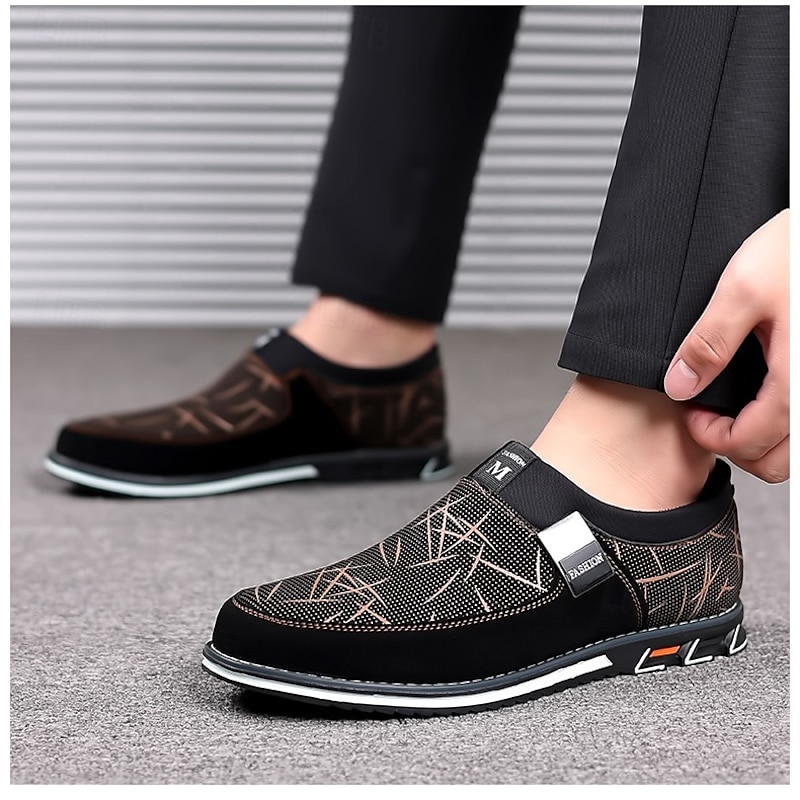 Men's Black Mesh Slip-On Casual Shoes with Star Pattern – Lightweight Streetwear Shoes for Travel, Urban Walks & Weekend Outings3