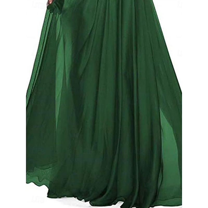 A-Line Mother of the Bride Dress Elegant Sweetheart Floor Length Polyester Short Sleeve with Pleats2