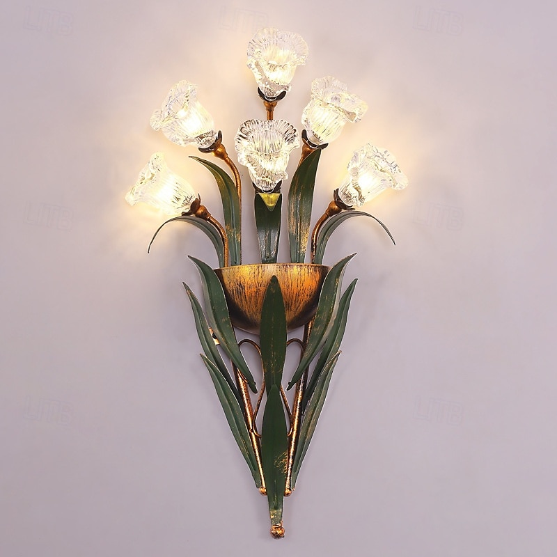 LED Wall Light Indoor Flower Design 6/10 Head Wall Lights Living Room Dining Room Iron Wall Light 110-240 V2