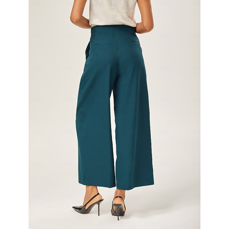 Lake Green Wool-Blend Slim Straight Pants2