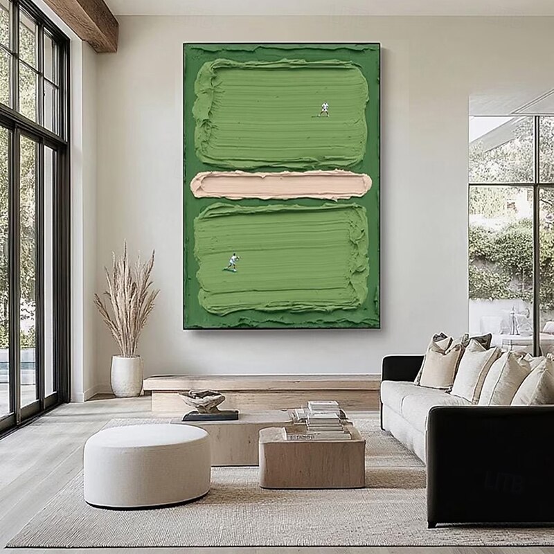 Mintura Hand Painted Green Tennis Court Oil Paintings on Canvas Modern Abstract 3D Textured Wall Art Picture For Home Decoration Ready To Hang With Stretched Frame4