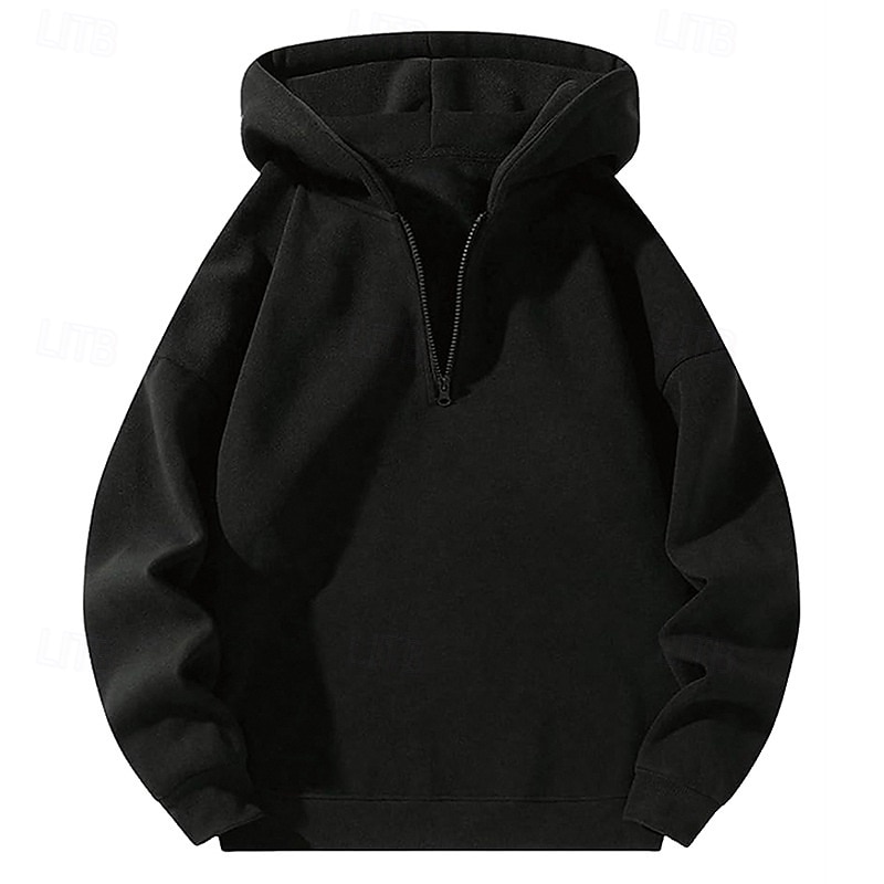 Men's Hoodie Quarter Zip Hoodie Fleece Hoodie Black Gray Hooded Half Zip Plain Zip Up Quarter Zip Sports & Outdoor Casual Daily Streetwear Cool Sportswear Fall & Winter Clothing Apparel Hoodies2
