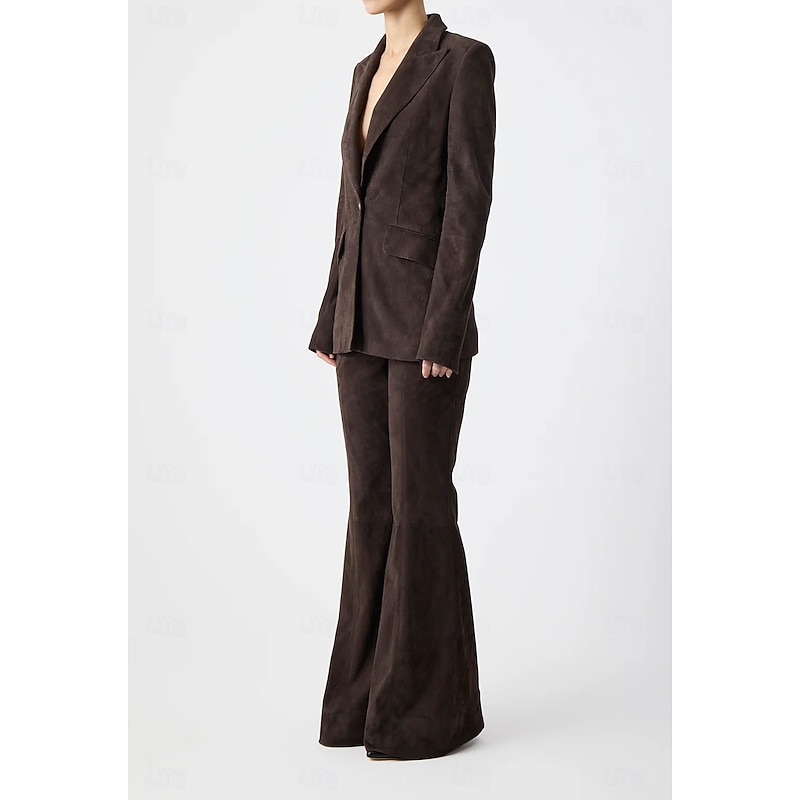 Women's 2 Pieces Suits Formal Wedding Guest Satin Stretch Satin Elegant Vintage Luxurious Long Sleeve Floor Length Peak Lapel Single Breasted3